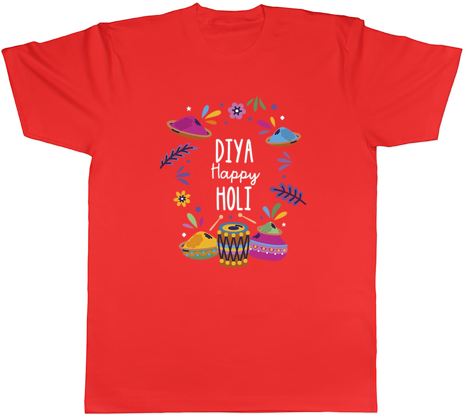 Personalised Happy Holi Pots of Colour Flowers Unisexs TShirt Tee Gift Top S