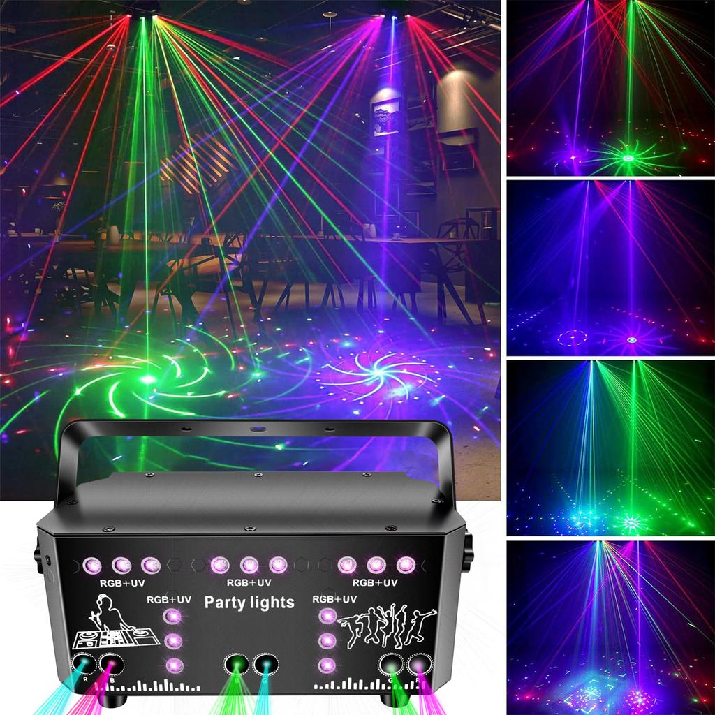 21 Augen DJ Party Stroboskoplicht RGB DJ Disco DMX 512 Sprachaktivierter Projektor mit Fernbedienung