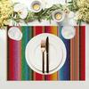 4/6/8 Pezzi Tovagliette Messicane a Righe Multicolor 32*42CM Lino Stagionali Primaverili Tappetini da Tavola per Festa Cucina Matrimonio Decorazione Sala da Pranzo