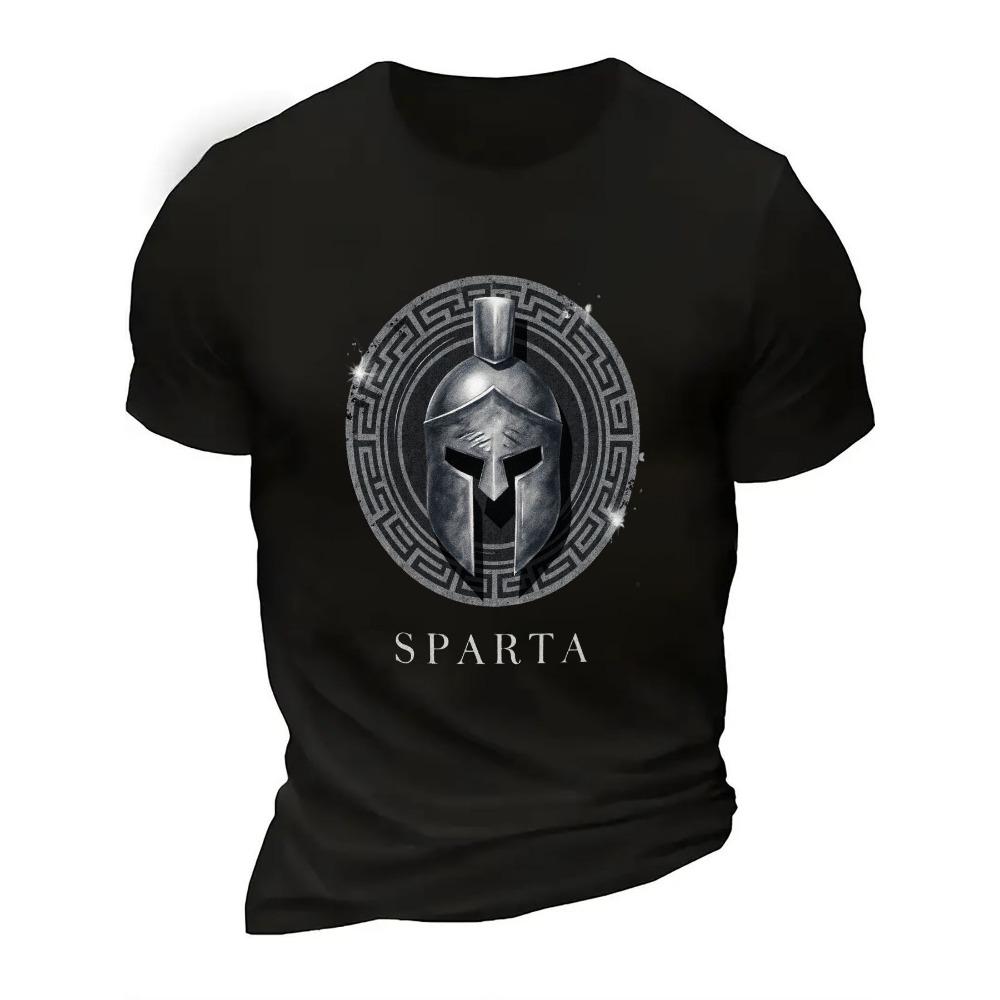 Casual Gradient Color Short Sleeve Top Fashion Men's Spartan Graphic Print T-shirt Oversized Breathable Muscle Crew Neck T Shirt