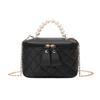 One shoulder crossbody embroidered rhombus women's bag trendy pearl chain versatile handbag