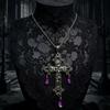 Gothic Y2K Spicy Girl Dark Cross Thorn Necklace - Harajuku Hip Hop Retro Streetwear Sweater Chain