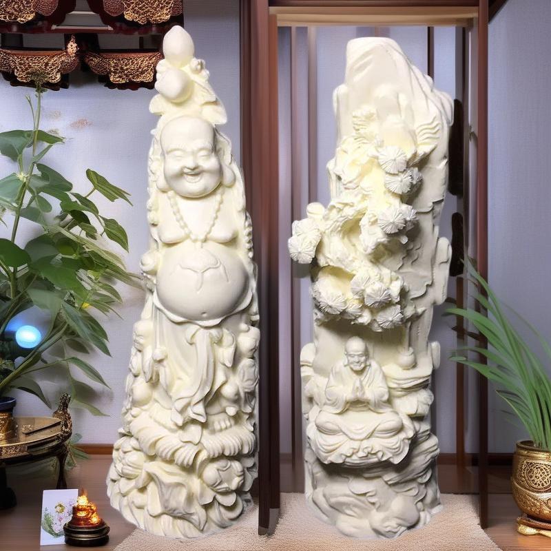 Hand Carved Shakyamuni Laughing Buddha Decorative Statue Feng Shui Home Office Room Decoration Chinese Buddhism Artwork 7.86 In