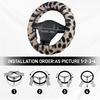 Road Comforts Leopard Plush Steering Wheel Cover For Winter, Made With Flurry Microfiber, Universal Fit 14 1/2 To 15 Inches Steering Wheel Cover,