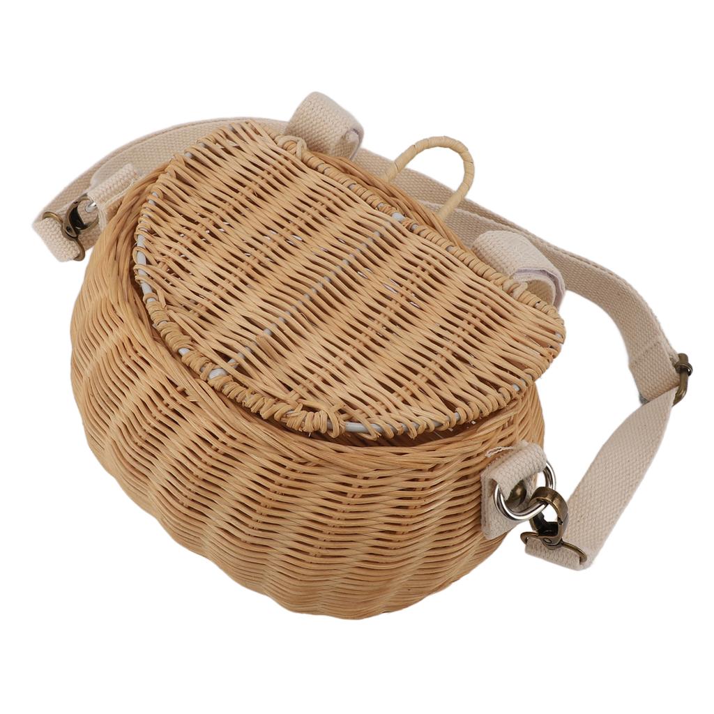 Kids Bike Basket Simple Lid Design Adjustable Strap Light Sturdy Kids Rattan Basket for Cycling School Travel