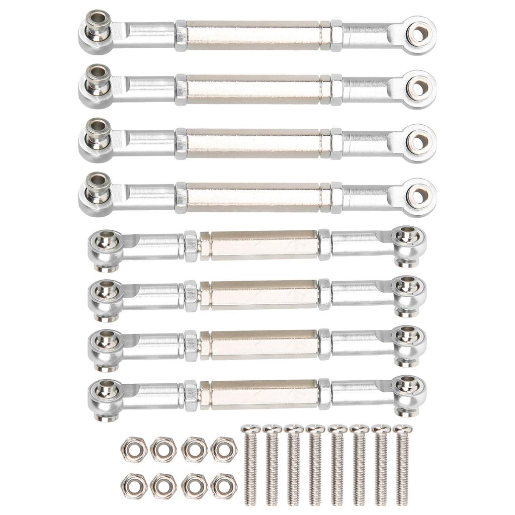 8Pcs Upgrade Metal Pull Rod Steering Pull Rod for WPL MN Feiyu 1 16 RC Car Spare PartsSilver