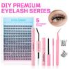 Eyelash Extension Kit Diy Black Lash Clusters Cosplay Natural Individual Lashes Kit Strong Hold With Lash Bond & Seal Tweezers
