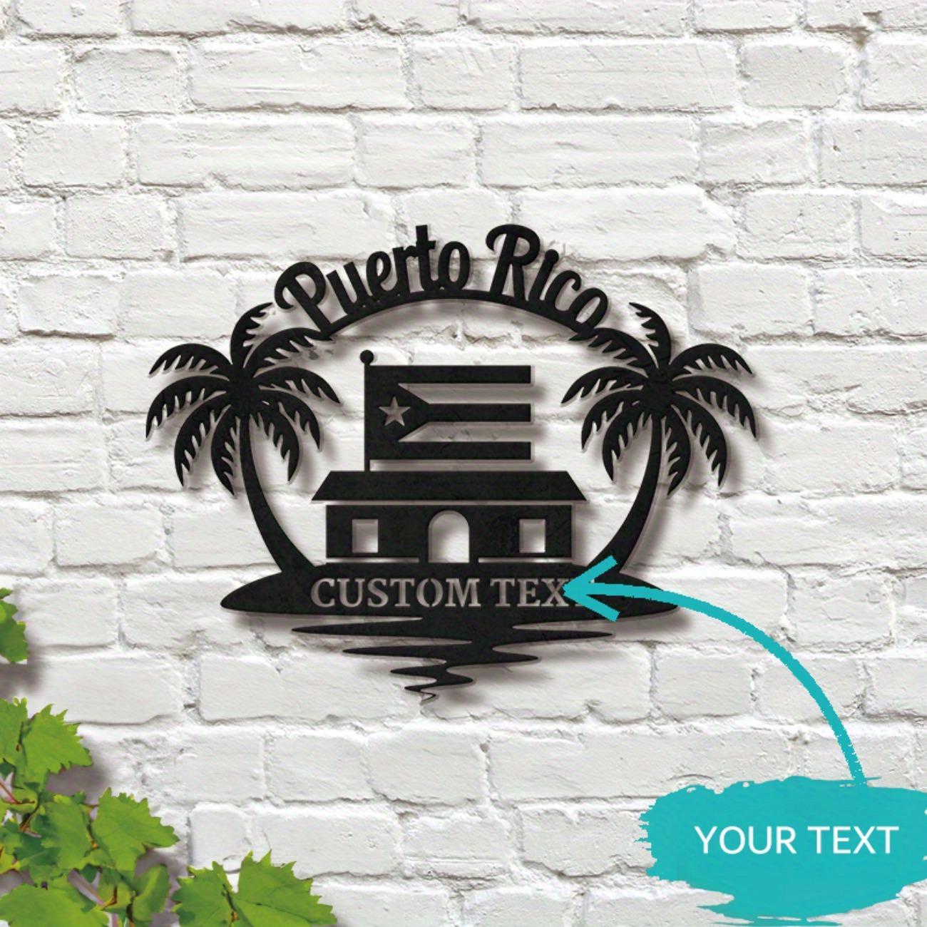 

Metal Wall Art Boricua Flag Custom Name Iron Decor Puerto Rican Sign For Home S чёрный