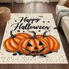 Happy Halloween Pumpkin Area Rug – Festive Orange & Black Design, Easy-Clean Polyester Carpet for Living Room or Bedroom, Durabl
