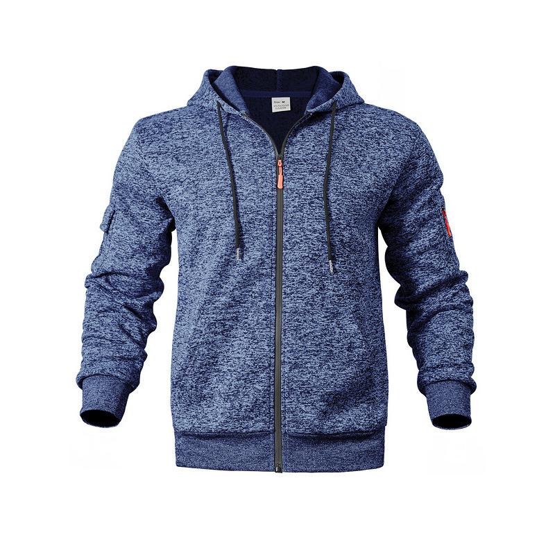 Felpa con cappuccio e zip da uomo vintage cationica per il lavoro, foderata in pile, con tasche utility