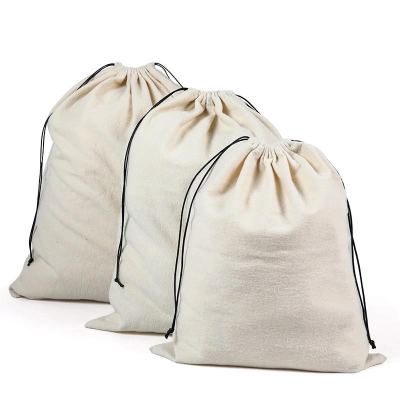 

1PC White Khaki Cotton Flannel Suede Bag Drawstring Pouch Dustproof Bag for Luxury Handbag Clothes Shoes Packaging Storage Bag 22x30cm