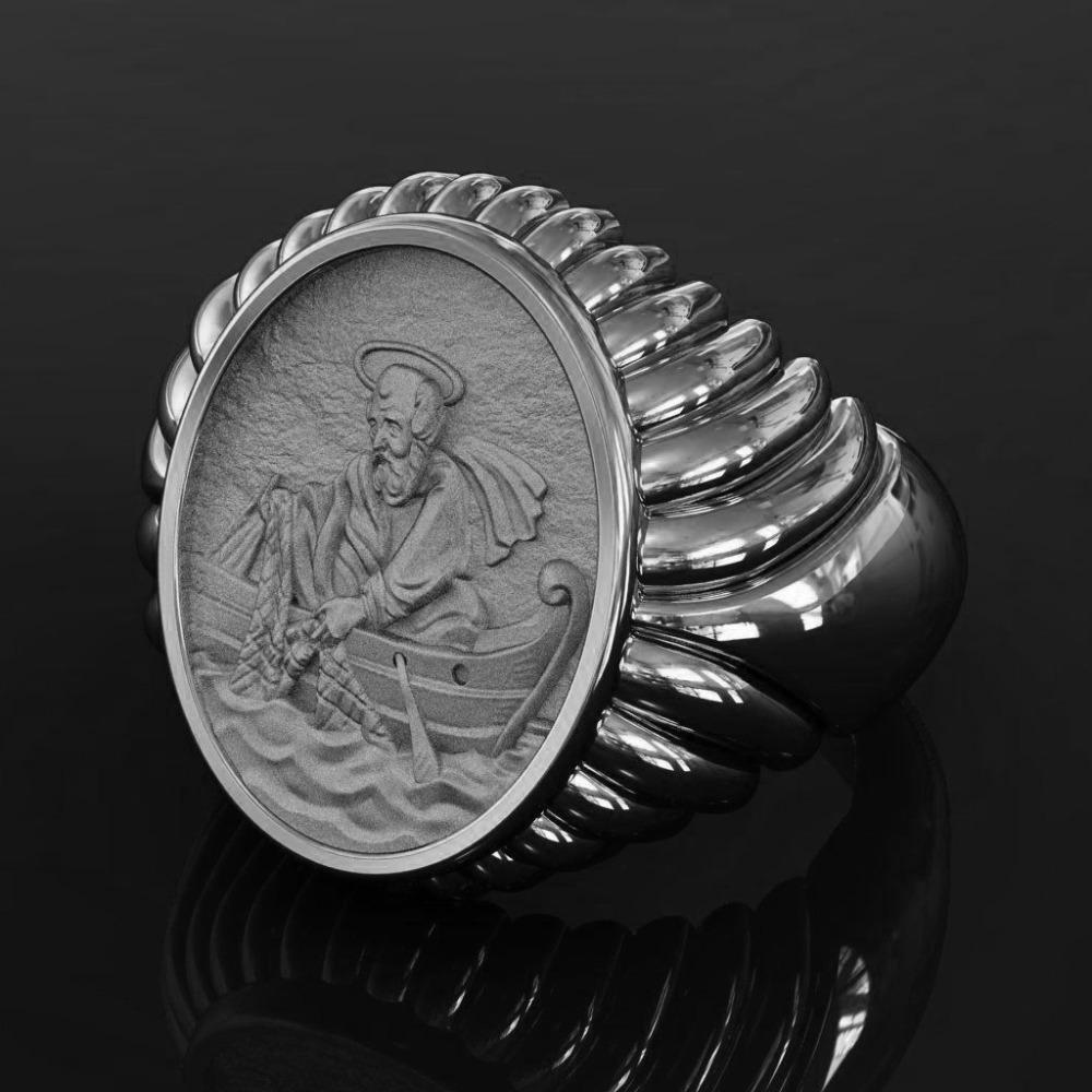 

18k Gold Plated Fisherman Ring Pope Leo XIII Inspired Catholic Men s Jewelry Gift no. 6 платиновый
