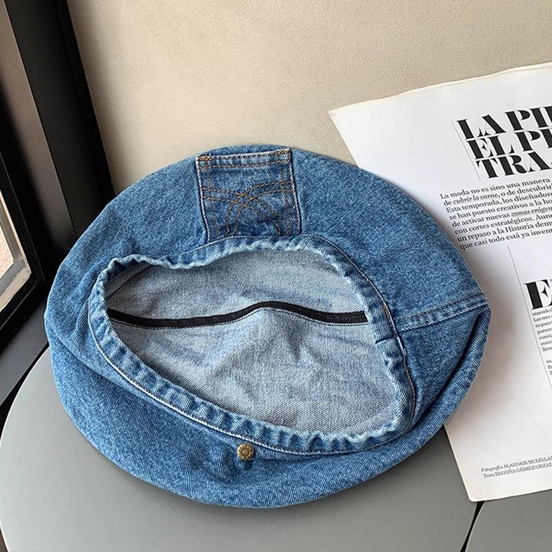 Cowboy Beret Women Autumn Washed Old Retro Star Anise Bud Painter Hat High Sense Hat Lady