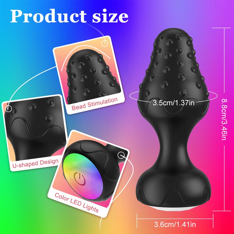 Color Light Emitting Anal Plug Adult Toy for Men Women Silicone Plug Vibrator with LED Remote Control Plug