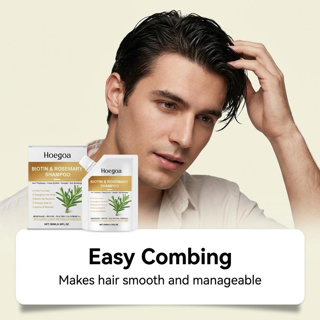 Biotin Rosmarin Shampoo, Sanfte Reinigung, Feuchtigkeitsspendend Glättend Nährend, Tägliche Haarpflege für Weiche Seidige Strähnen