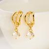 Unique Design Sparkling Zircon C Shaped Drop Earrings For Women Shiny Cubic Zirconia Niche Earring Bridal Wedding Party Jewelry