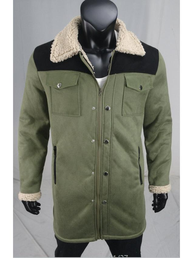 Men's Cross-Suede Velvet Color Block Jacket, Multi-Pocket Zipper Coat, 2025 Autumn/Winter Collection