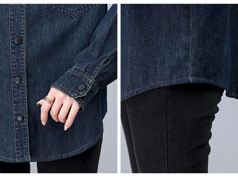 Women's European Style Denim Shirt Jacket, Spring/Autumn 2024, Plus Size, Loose Fit, Mid-Aged Mom Top.
