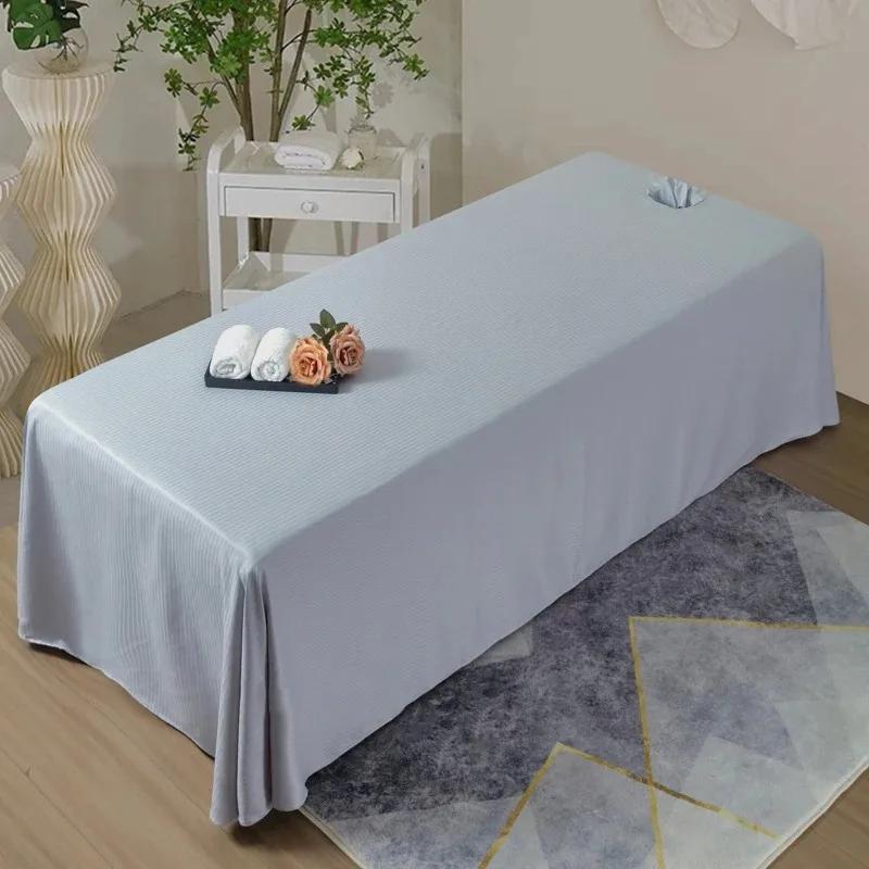 Solid Color Beauty Salon Massage Table Bed Sheet Hole Thick Therapy Bedsheet Physiotherapy Spa Clubhouse Massage Bed Sheet