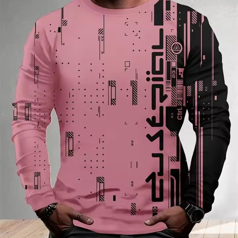 Autumn Fashion Men's Casual Round-neck Long-sleeved T-shirt, Daily Casual Men's Top, Simple, Fashionable And Versatile