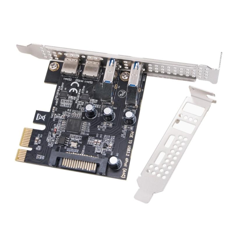 Highly Speed PCIE 1X To USB 3.0 Expansion Card USB 3.2 Gen1 Type C and USB 3.0 Interfaces Risers Card For Desktop PC