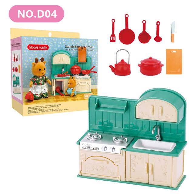 Non-Toxic Forest Animal 1/12 Dollhouse Furniture Bedroom Kitchen Bathroom Set Miniature Simulation Dolls Accessories Diy Toys Children