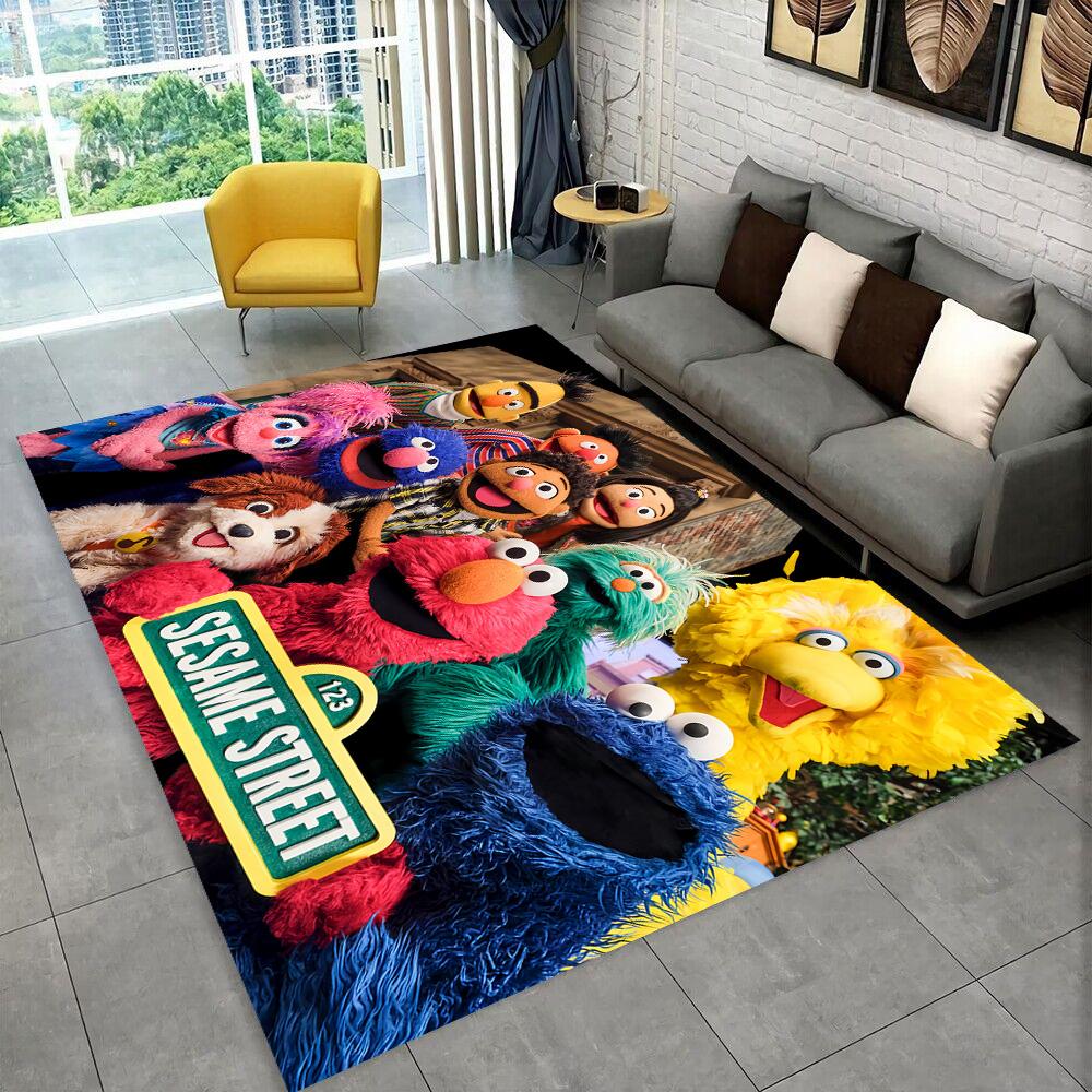 

S-Sesame Street TV Cute Cartoon Carpet Rug for Bedroom Living Room Sofa Home Doormat Home Decor,Area Rug Non-slip Floor Mat Gift 40x60cm