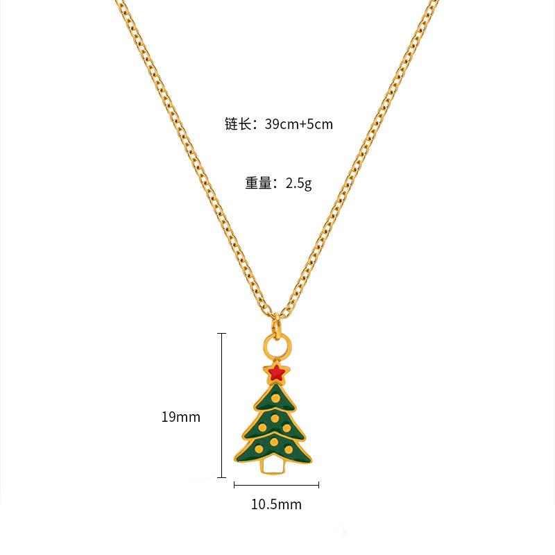 Christmas Cartoon Oil Dripping Elk Snowman Bell Necklace, Creative Design Gift Versatile Item Pendant Woman