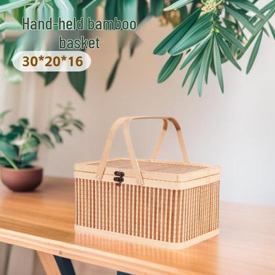 Bamboo Woven Handheld Basket for Mid-Autumn Mooncake and Nut Gifts