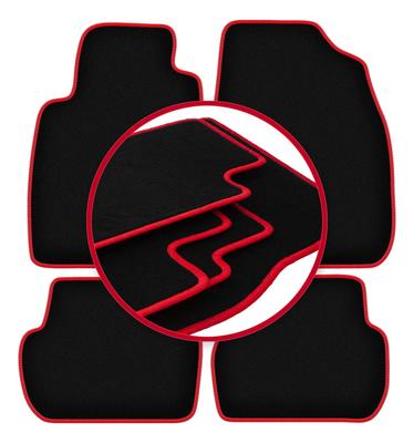 Alfombrillas de terciopelo con borde rojo para: Toyota Starlet P9 hatchback (1996-1999)