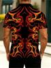 Men'S Outdoor Polo Shirt, 2D Printed with Symmetrical Fiery Pattern, Polyester Material, Mixed Color, Multiple Specifications Available, Ideal for
