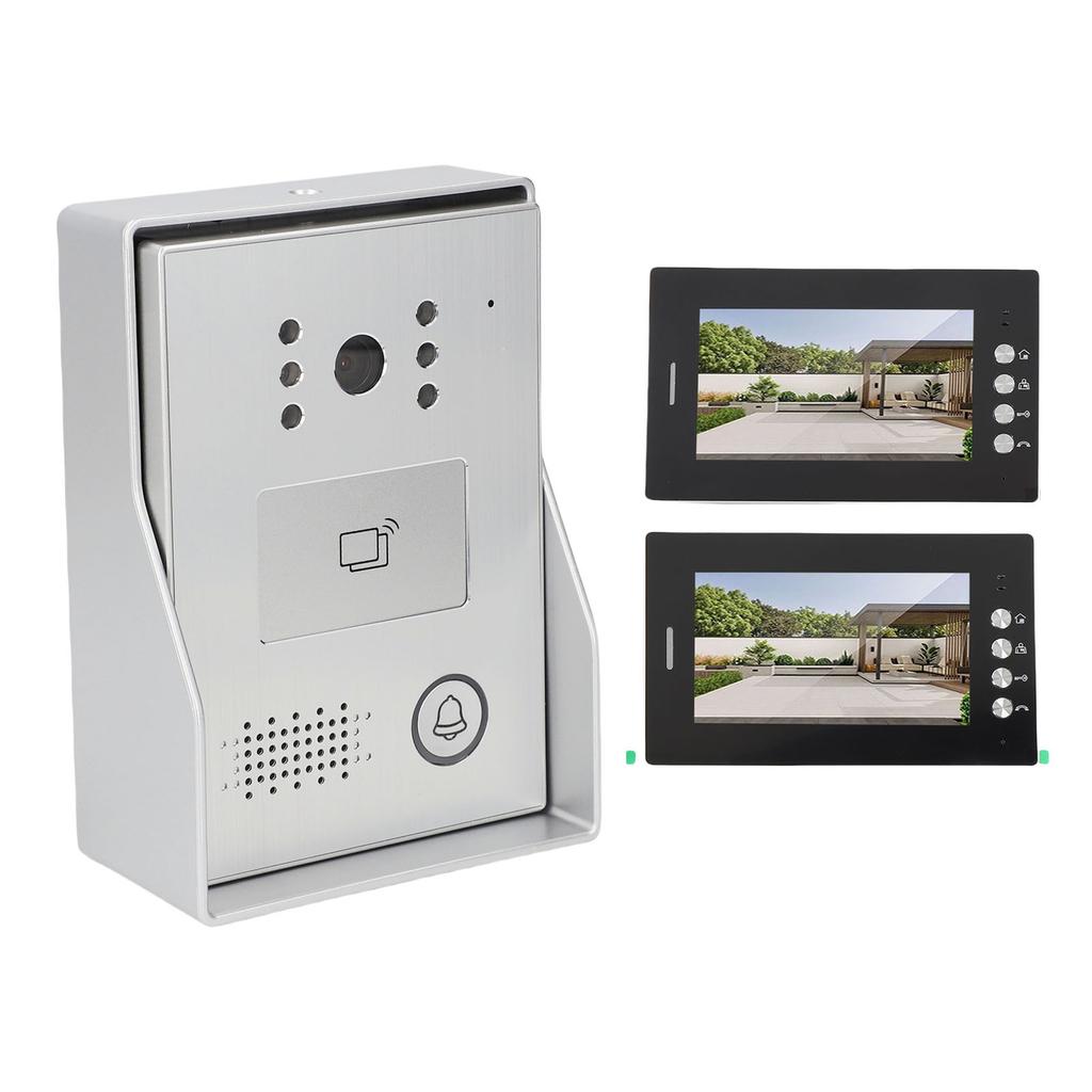 Smart Doorbell 7 Inch High Definition Screen 2 Units Card Access Control Video Intercom Doorbell for Villa GB Plug