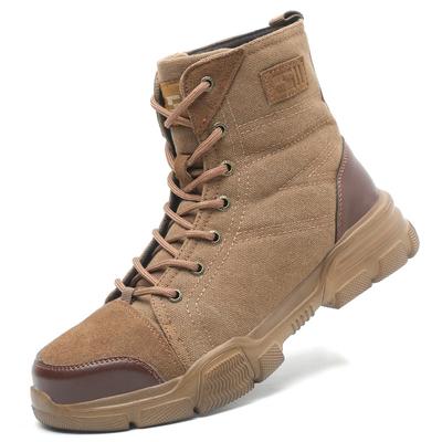 Botas de Trabalho Masculinas com Biqueira de Aço Antiesmagamento Leves Respiráveis Sapatos de Segurança Resistentes ao Desgaste Botas de Proteção de Trabalho Altas para Homens