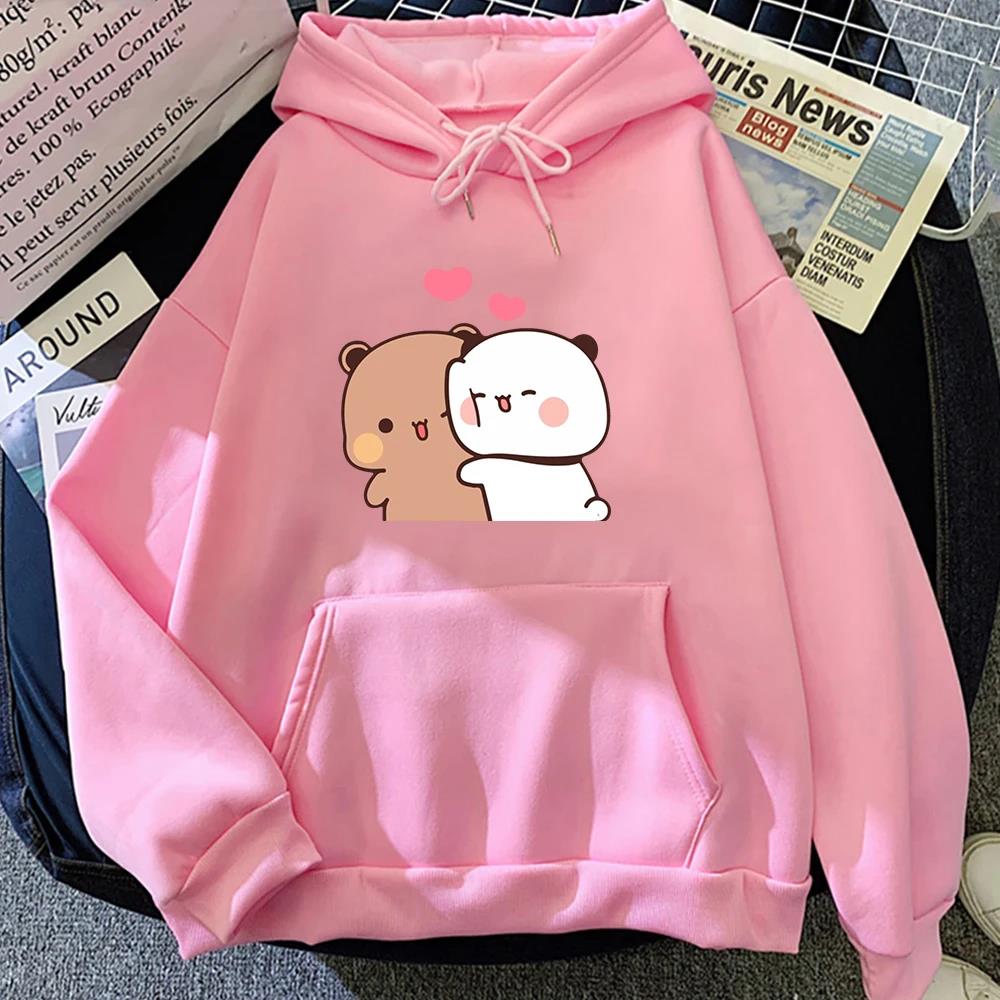 Cartoon Panda Bubu Dudu Women Hoodie Couple Sweatshirt Harajuku Printed Hooded Pullover Long Sleeves Fleece Casual Streetwear