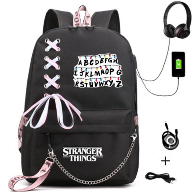 Mochila Grande de Temporada Stranger Things Recargable por USB para Niños