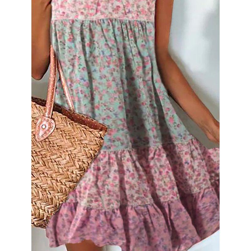 

Независимое Amazon Популярное Модное Платье Большого Размера Без Рукавов Свободного Кроя С Принтом Пэчворк Color S