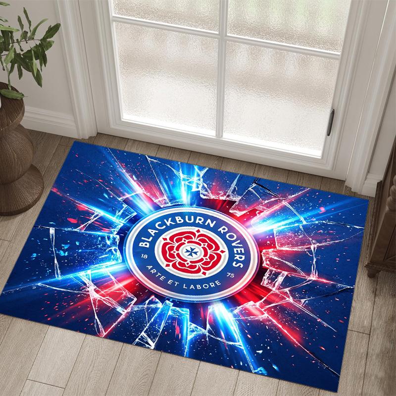 Blackburn Rovers Football Design Crystal Velvet Carpet Cozy Non?Slip Printed Rug For Bedroom Living Room Entrance