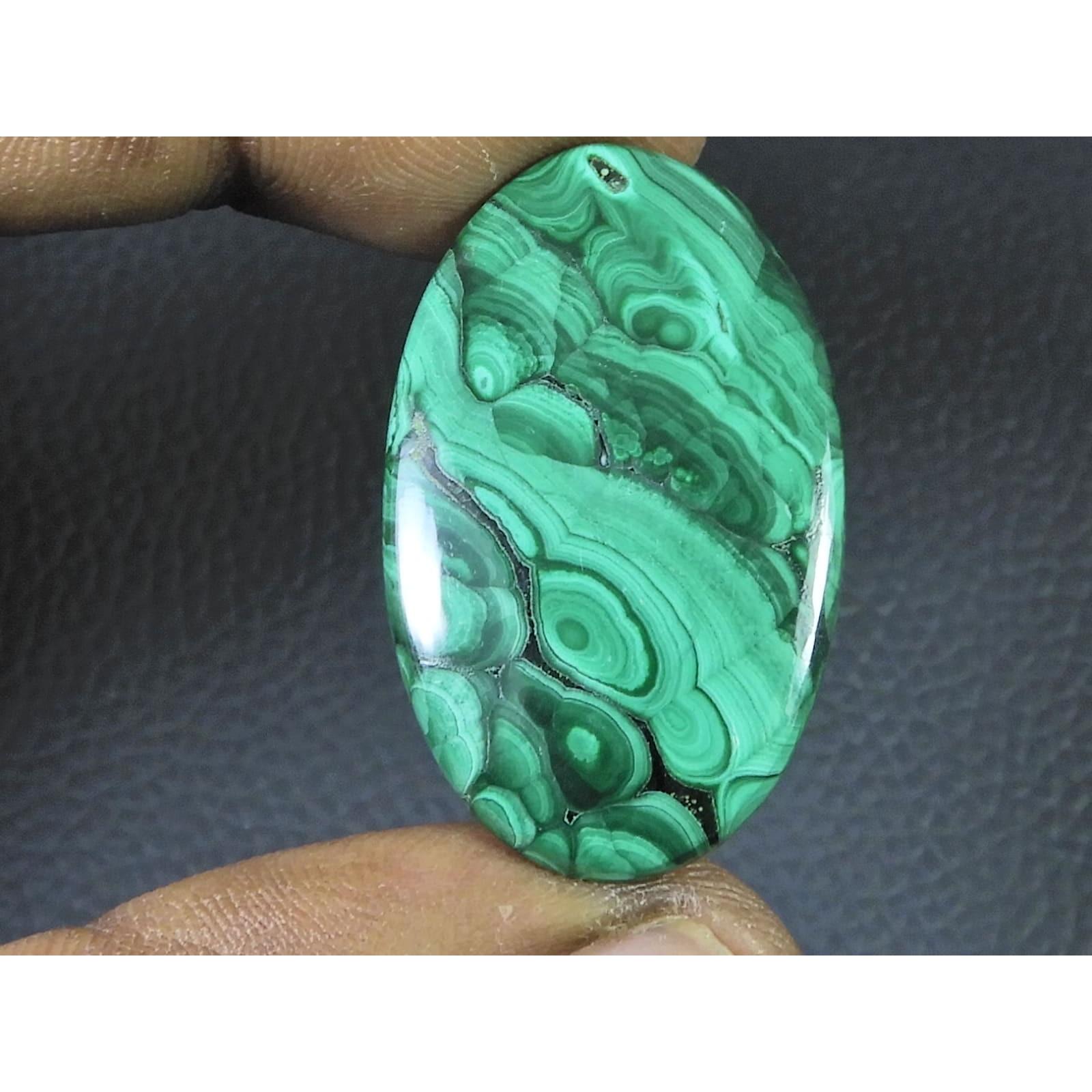 21X35X3MM Natural Malachite Flower Design Oval Cabochon Loose Gemstone 37Cts D-497