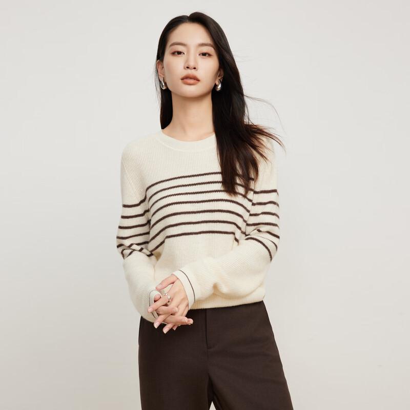 

Elva Island Women s Beige Striped Long Sleeve Knit Sweater S