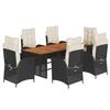 VidaXL Ensemble à manger de jardin coussins 7pcs Noir Résine tressée 3213136