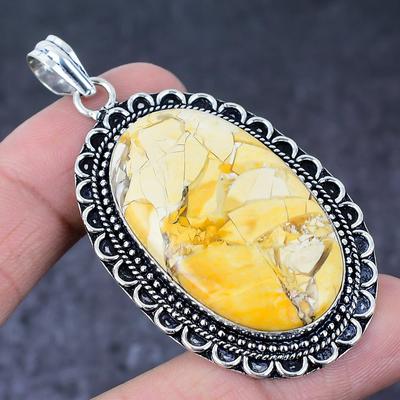 Natural Mookaite Gemstone Handmade 925 Sterling Silver Gift Pendant 2.56" z2H46