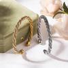Fashionable European American Titanium Steel Woven Open Bangle – Stainless, Fade-Resistant Bracelet