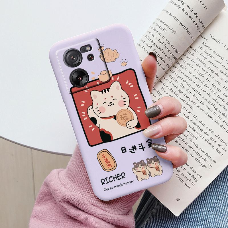 Cute Cat Case For Xiaomi 13T Pro Silicone Soft Back Cover Lovely Cartoon Painted Capa Shell For Xiaomi 13T Fundas 13tpro Coque