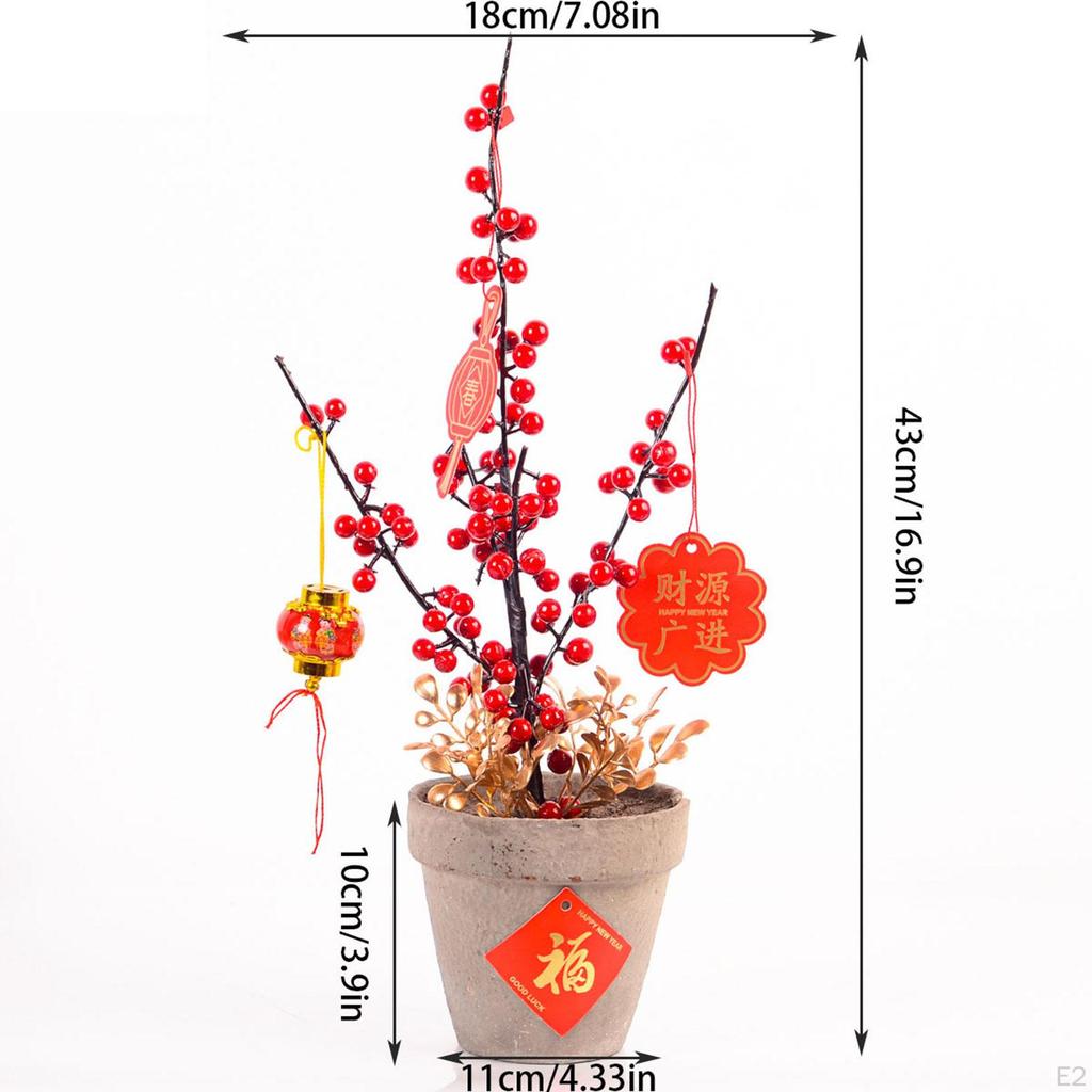 Artificial Potted Flower Bonsai Chinese Year Ornaments for Garden Dining Room