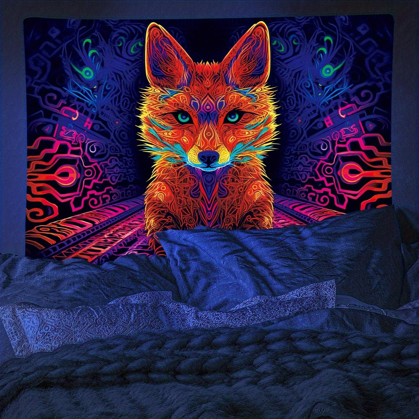 

VIKAMA Fox Tapestry psychedelic Animal Esports Room Atmosphere Decoration Living Room Background Wall Room Decoration 74x94cm(29x37in)