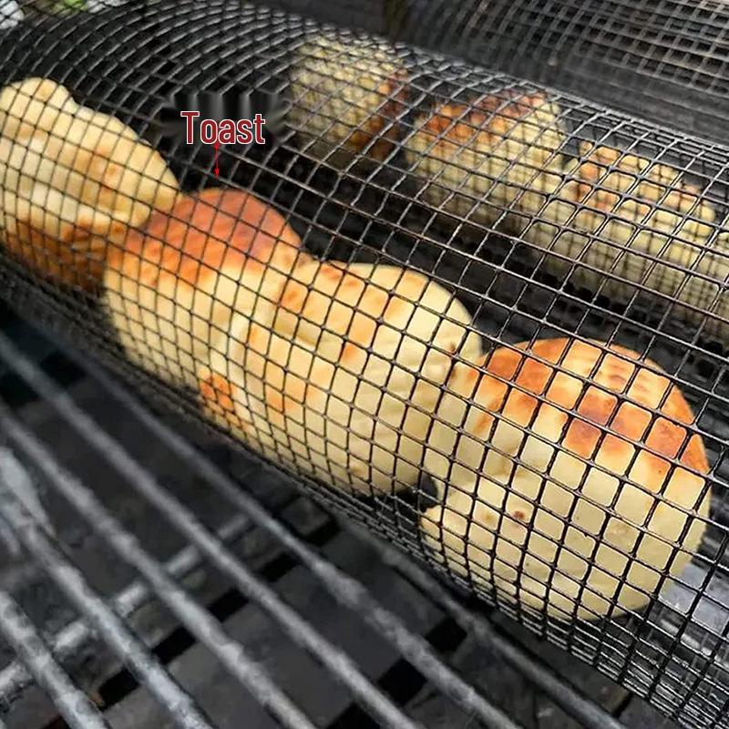 304 Stainless Steel BBQ Cage Cylinder Grill Smoker Mesh Basket - In Stock