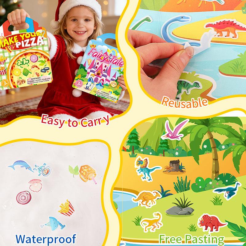 Kids 3Pcs Reusable Jelly Sticker Book Ocean Animal Cartoon Diy Paste Educational Toy Gift