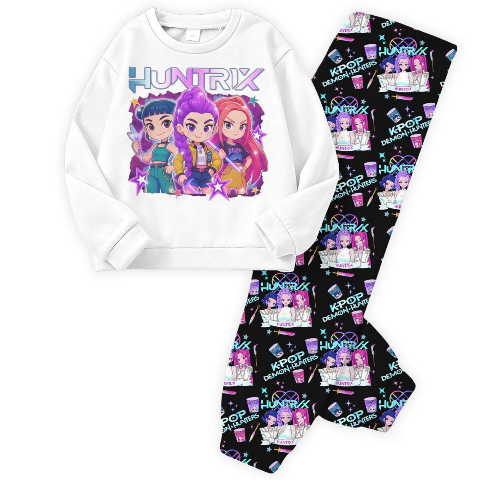 

Children s Casual Fashion Pullover Sweatshirt Printed Loose Hoodie And Casual Pants Two-piece Set 90 білий
