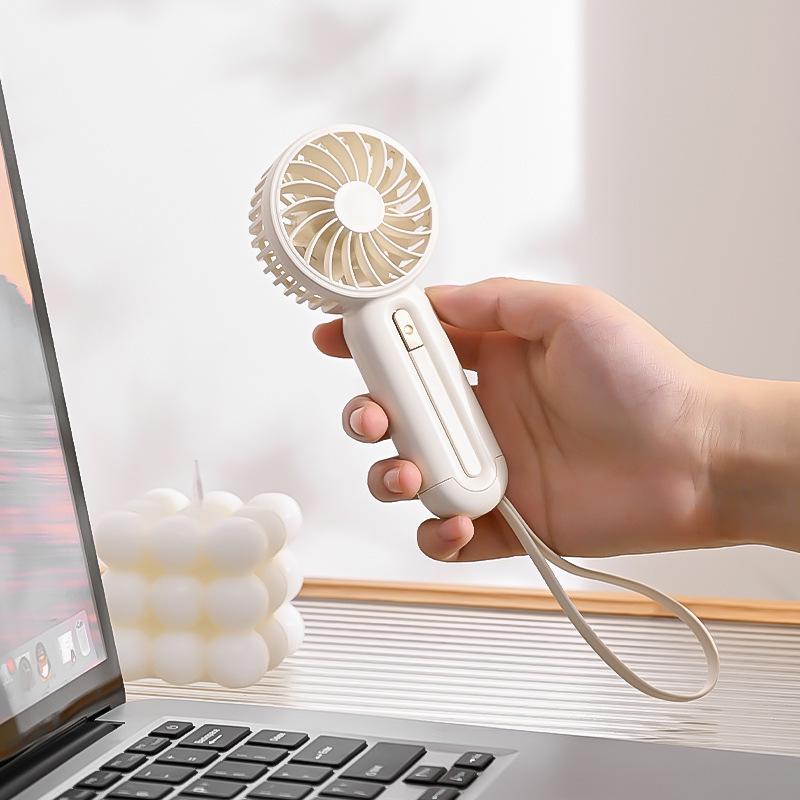 Rechargeable Mini Handheld Fan with USB and Lanyard - Portable for Dormitory or Outdoor Use