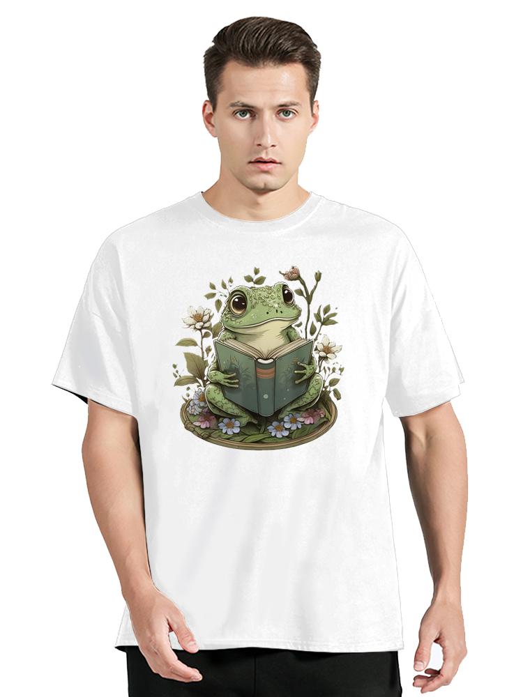 Cute Cottagecore Floral Frog Aesthetic Graphic TShirt Casual T Shirt Cotton Tops Tees Unisexs Clothes Oversized Unisex Tshirt